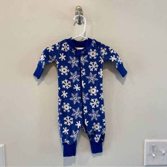 Hanna Andersson Baby Zip Sleeper  Snowflake size 50 (0-3 months) organic cotton - Picture 1 of 7